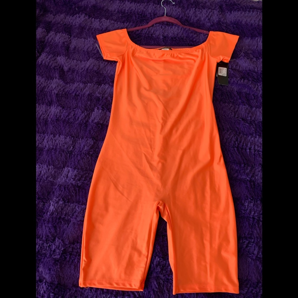 🍑Neon Orange Bodycon Romper🍑